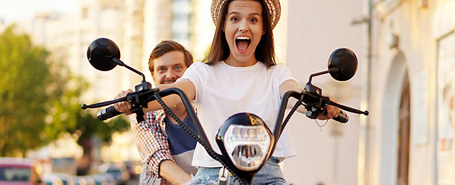 lady riding bike for the first time