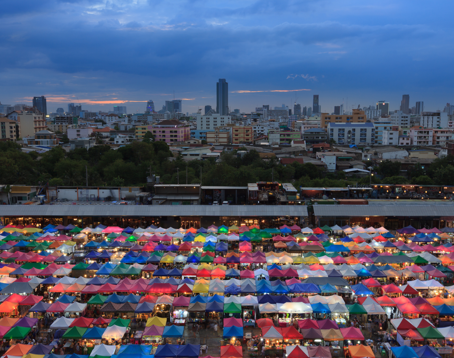 Rod Fai Night Market in Bangkok City